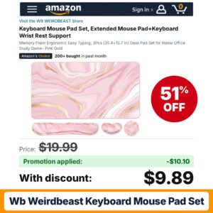 WB WEIRDBEAST Keyboard Mouse Pad Set Amazon promo code TVSYKZU5 – 51% off
