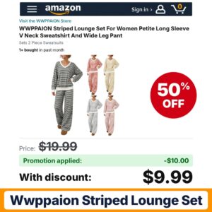 WWPPAION Striped Lounge Set Amazon promo code 53UXWGQG – 50% off