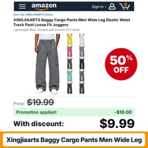 XINGJIAARTS Baggy Cargo Pants Men Wide Leg Amazon promo code C4MBVYQC – 50% off