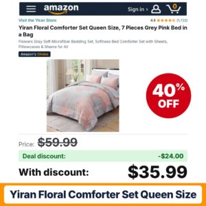 Yiran Floral Comforter Set Queen Size – 40% off