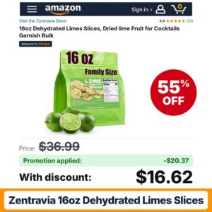 Zentravia 16oz Dehydrated Limes Slices Amazon promo code 1M6QFMTU – 55% off